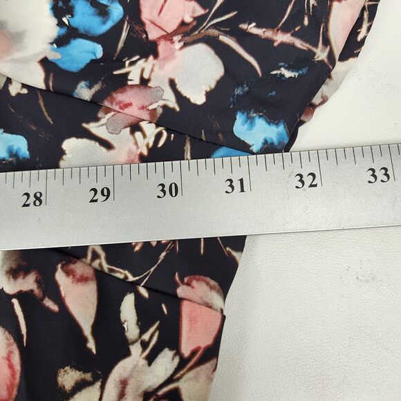 Torrid Midi Dress Womens 6X Black Floral Elastic Waist Button Up Long Sleeves - Picture 8 of 9